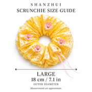SHANZHUI Oversized Organza Scrunchie – Butter Yellow Floral