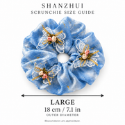 Blue Butterfly Pearl Oversized Organza Scrunchie