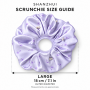 SHANZHUI Oversized Satin Scrunchie – Lilac Floral Pearl
