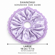 SHANZHUI Oversized Satin Scrunchie – Lavender Floral Lace
