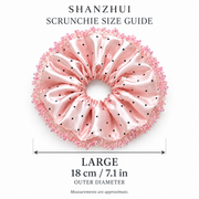 Blush Pink Polka-Dot Sequin Ruffle Oversized Satin Scrunchie