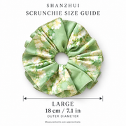Green Floral Adjustable Scrunchie with Pearl & Lemon Charms