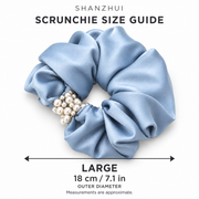 SHANZHUI Oversized Satin Scrunchie – Ice Blue Pearl