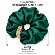 SHANZHUI Oversized Satin Scrunchie – Emerald Green Beaded