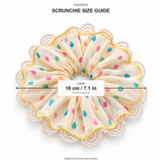 SHANZHUI Oversized Scrunchie – Multicolor Raindrop Lace