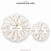 White Star Organza Oversized Scrunchie with Silver Glitter