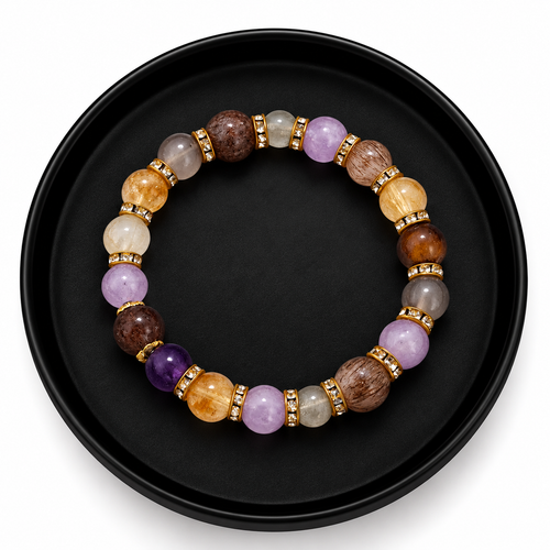 Multicolor Natural Crystal Bracelet – Gold Crystal Spacer Beaded Bracelet for Women