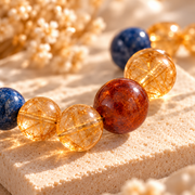 Natural Crystal Double-Layer Bracelet | Blue & Golden Crystal Beaded Bracelet – alternate view 7