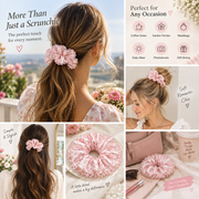 Blush Polka-Dot Satin & Sequin Ruffle Oversized Scrunchie