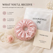 Blush Polka-Dot Satin & Sequin Ruffle Oversized Scrunchie