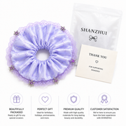 Lavender Snowflake Charm Floral Satin Oversized Scrunchie