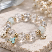 Celestial Ocean Natural Crystal Bracelet – Clear & Blue Crystal Charm Bracelet – alternate view 3