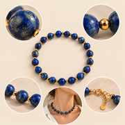 Deep Blue Natural Stone-Look Beaded Collar Necklace – alternate view 9