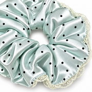 Mint Blue Polka-Dot Lace Oversized Scrunchie Set