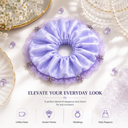 Lavender Snowflake Charm Floral Satin Oversized Scrunchie