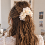 Colorful Raindrop Lace Scrunchie | Oversized Ruffled Hair Accessory – alternate view 2