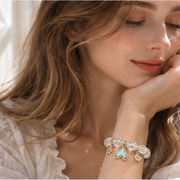 Celestial Ocean Natural Crystal Bracelet – Clear & Blue Crystal Charm Bracelet – alternate view 8