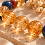 Natural Crystal Double-Layer Bracelet | Blue & Golden Crystal Beaded Bracelet – alternate view 8