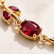 Red Gemstone Leaf Vine Gold Bracelet – Elegant Vintage-Inspired Women's Jewelry – alternate view 10