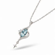 Angled front view of the aqua teardrop pendant and star drop.