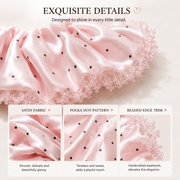 Blush Polka-Dot Satin & Sequin Ruffle Oversized Scrunchie
