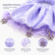 Lavender Snowflake Charm Floral Satin Oversized Scrunchie