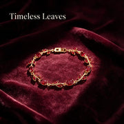 Red Gemstone Leaf Vine Gold Bracelet – Elegant Vintage-Inspired Women's Jewelry – alternate view 6