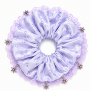 Lavender Snowflake Charm Floral Satin Oversized Scrunchie
