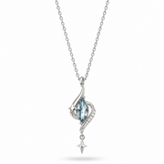 Silver-tone necklace with an aqua teardrop stone and small star drop.