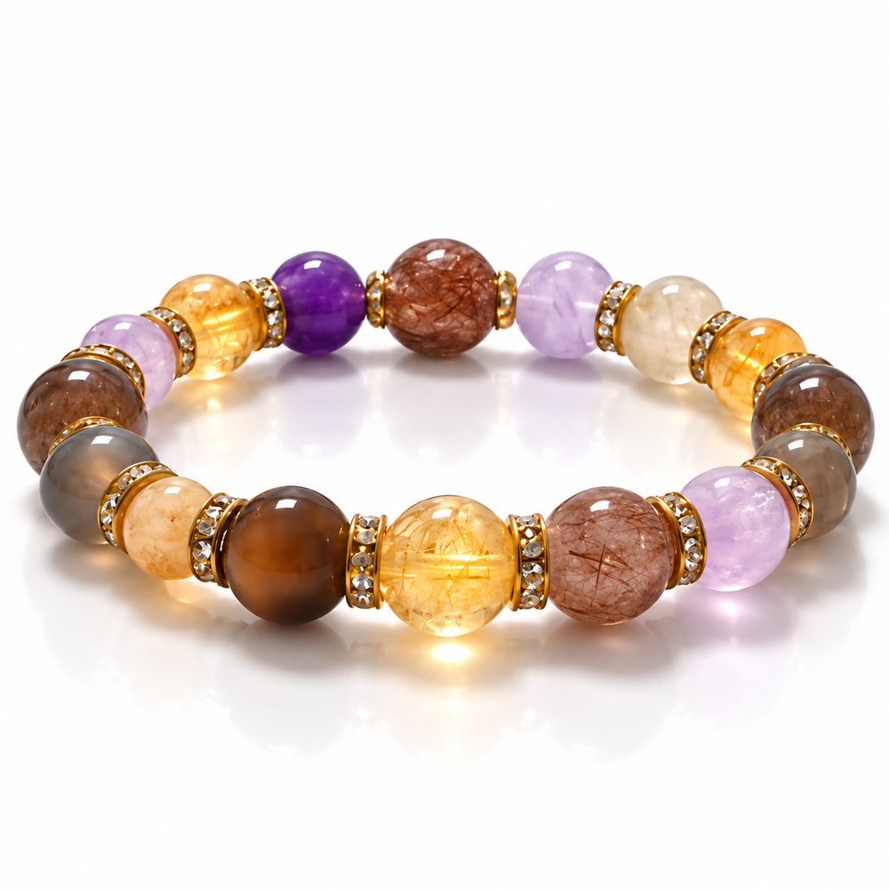 Beaded Bracelet – Multicolor Crystal with Gold Spacers