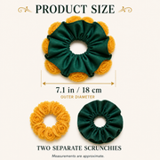 Convertible two-piece scrunchie set size guide showing 18 cm or 7.1 inch outer diameter