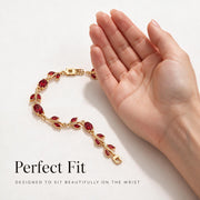 Red Gemstone Leaf Vine Gold Bracelet – Elegant Vintage-Inspired Women's Jewelry – alternate view 7