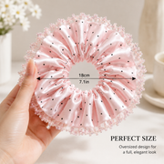 Blush Polka-Dot Satin & Sequin Ruffle Oversized Scrunchie