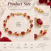 Red Gemstone Leaf Vine Gold Bracelet – Elegant Vintage-Inspired Women's Jewelry – alternate view 14