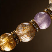 Multicolor Natural Crystal Bracelet – Gold Crystal Spacer Beaded Bracelet for Women – alternate view 9