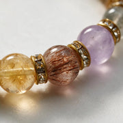 Multicolor Natural Crystal Bracelet – Gold Crystal Spacer Beaded Bracelet for Women – alternate view 10