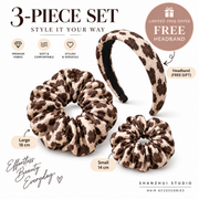 Mocha Print Scrunchie & Headband Hair Accessory Set