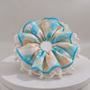 Pastel plaid pearl lace oversized scrunchie with blue trim product video
