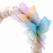 SHANZHUI Butterfly Pearl Headband – Silver, Pastel Rhinestones – butterfly decoration detail