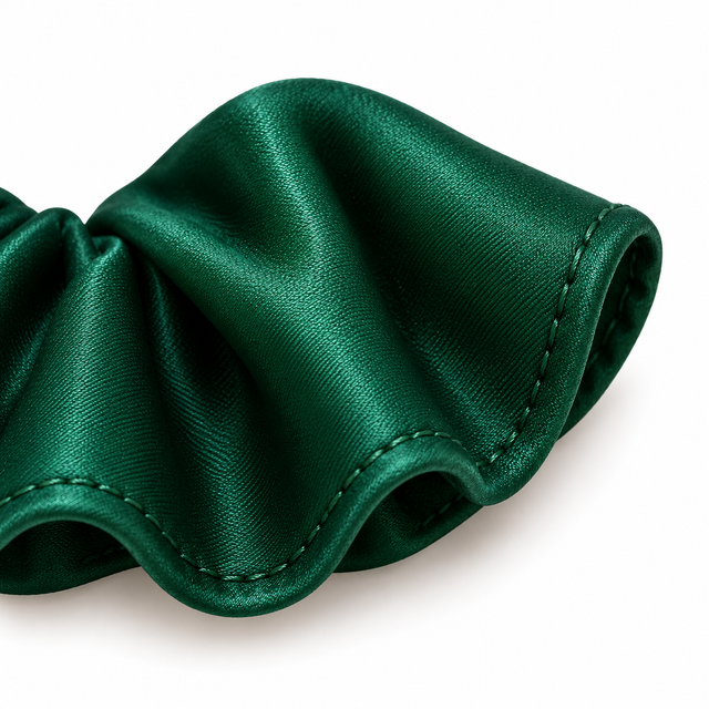 SHANZHUI Convertible Floral Double-Layer Scrunchie Set – Green & Yellow – material texture detail