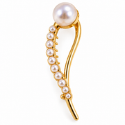 SHANZHUI Curved Pearl Hair Clip – Gold Tone – visible side back structure detail