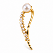 SHANZHUI Curved Pearl Hair Clip – Gold Tone – overall side profile detail