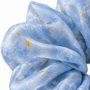 SHANZHUI Oversized Organza Scrunchie – Blue Butterfly & Pearl – material texture detail