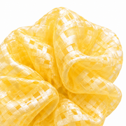 SHANZHUI Oversized Organza Scrunchie – Butter Yellow Floral – material texture detail