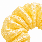 SHANZHUI Oversized Organza Scrunchie – Butter Yellow Floral – pleat thickness detail