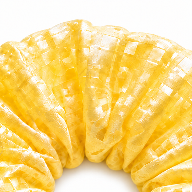 SHANZHUI Oversized Organza Scrunchie – Butter Yellow Floral – inner elastic seam detail