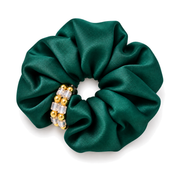 SHANZHUI Oversized Satin Scrunchie – Emerald Green Beaded