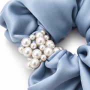 SHANZHUI Oversized Satin Scrunchie – Ice Blue Pearl – decoration detail