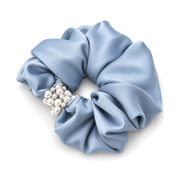 SHANZHUI Oversized Satin Scrunchie – Ice Blue Pearl