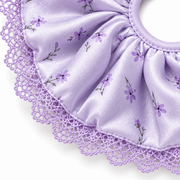 SHANZHUI Oversized Satin Scrunchie – Lavender Floral Lace – decoration detail